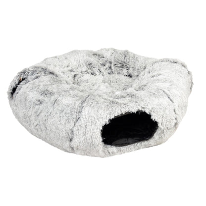 Katzentunnel und Donutbett Snug Hellgrau weich