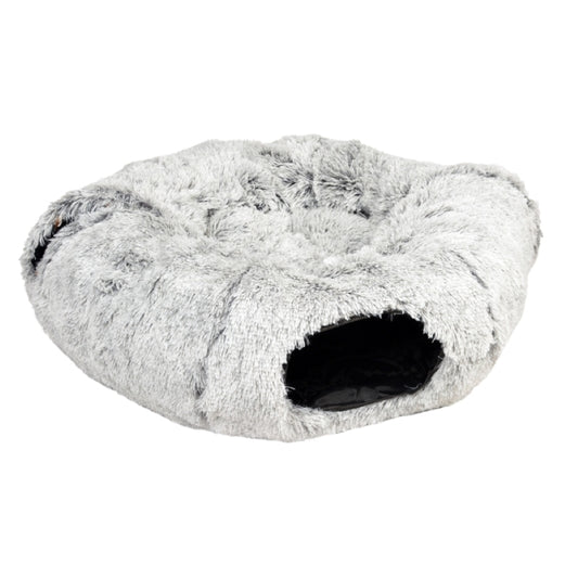 Katzentunnel und Donutbett Snug Hellgrau weich