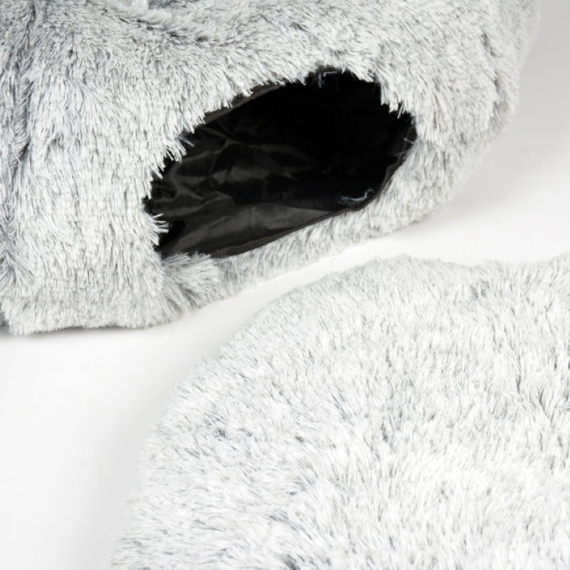 Katzentunnel und Donutbett Snug Hellgrau weich