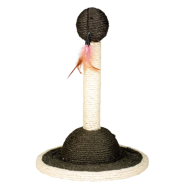 Duvoplus Kratzstamm Globe grau weiß mit Sisal und Feder 43 cm