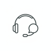 Großes, klares Support-Icon für Onlineshop-Schnellinfo. Thema: Persönlicher Support. Minimalistisches Linien-Icon mit Kopfhörer und Sprechblase oder Headset-Symbol, freundlich aber sachlich. Icon zentriert, nimmt 70–80 % der Bildfläche ein, dicke gleichmäßige Linien, klare einfache Formen, sehr gut erkennbar auch in kleiner Darstellung. Farbe des Icons: Dunkelgrau oder sehr dunkles Grün. Hintergrund: reines Weiß (#FFFFFF), einfarbig, keine Verläufe, keine Schatten, keine Farbstiche. Stil: modern, profession