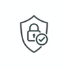 Großes, klares Zahlungs-Icon für Onlineshop-Schnellinfo. Thema: Sichere Zahlung. Minimalistisches Linien-Icon mit Schutzschild und Häkchen oder Schloss-Symbol, steht für sichere und geschützte Bezahlung. Icon zentriert, nimmt 70–80 % der Bildfläche ein, dicke gleichmäßige Linien, klare einfache Formen, sehr gut erkennbar auch in kleiner Darstellung. Farbe des Icons: Dunkelgrau oder sehr dunkles Grün. Hintergrund: reines Weiß (#FFFFFF), einfarbig, keine Verläufe, keine Schatten, keine Farbstiche. Stil: moder